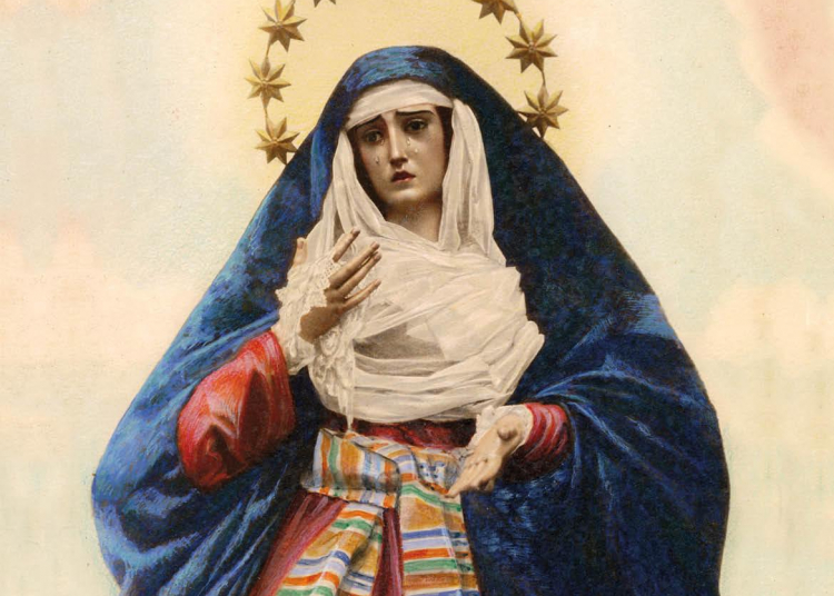 La bambalina frontal del palio de la Encarnación, cedida para la exposición «La Estrella Sublime: 450 años de la Cofradía de la Hiniesta»