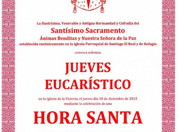 Continúan los Jueves Eucarísticos en las Sacramental de Santiago
