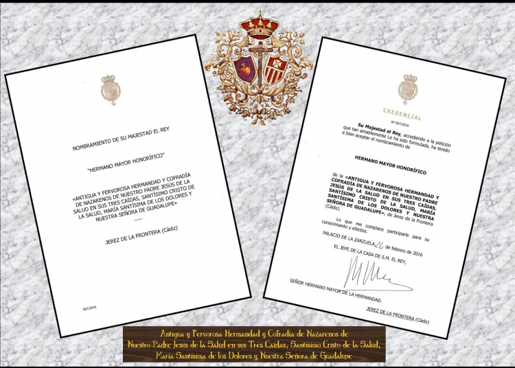 Su Majestad el Rey Felipe VI nombrado Hermano Mayor Honorífico de las Tres Caídas