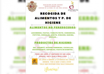 Las Tres Caídas lanza una campaña de recogida de alimentos y productos de higiene