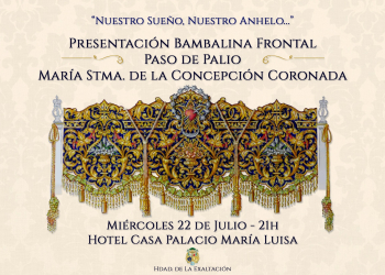 Presentación de la bambalina delantera del palio de la Virgen de la Concepción