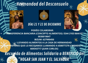 La Hermandad del Desconsuelo realizará una recogida de alimentos los días 21 y 22 de diciembre