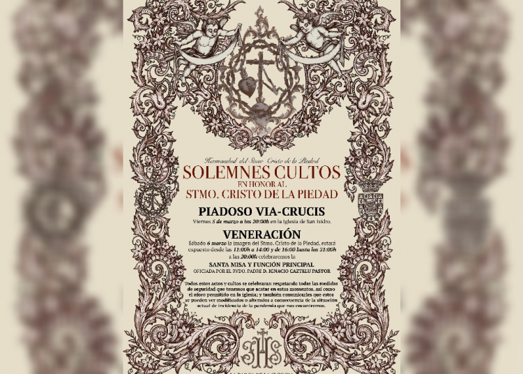 El Cristo de la Piedad estará expuesto a la veneración en La Barca de la Florida