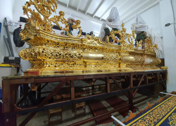 Avanza la restauración del canasto del paso de misterio de la Flagelación