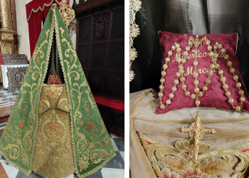 Bendecidos un nuevo manto, saya y rosario para Madre de Dios de la Misericordia