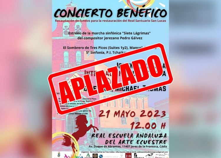 Aplazado el concierto benéfico organizado por la Hermandad de las Tres Caídas