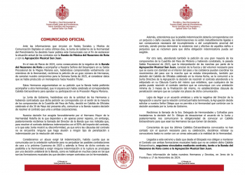 Comunicado de la Hermandad del Prendimiento sobre la situación actual de los contratos con los acompañamientos musicales