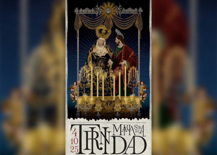 Jaime Sánchez firma el cartel de la salida extraordinaria de María Santísima de la Trinidad