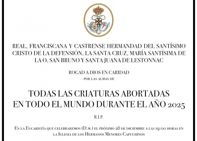 La Hermandad de la Defensión celebra una Eucaristía por los Santos Inocentes