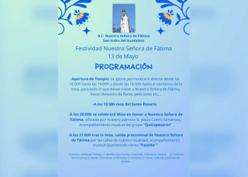 San Isidro del Guadalete se prepara para la salida procesional de la Virgen de Fátima mañana miércoles