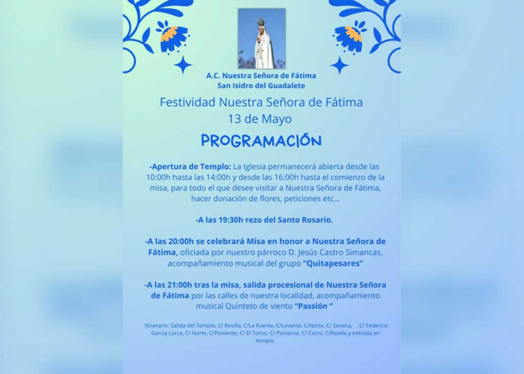 San Isidro del Guadalete se prepara para la salida procesional de la Virgen de Fátima mañana miércoles