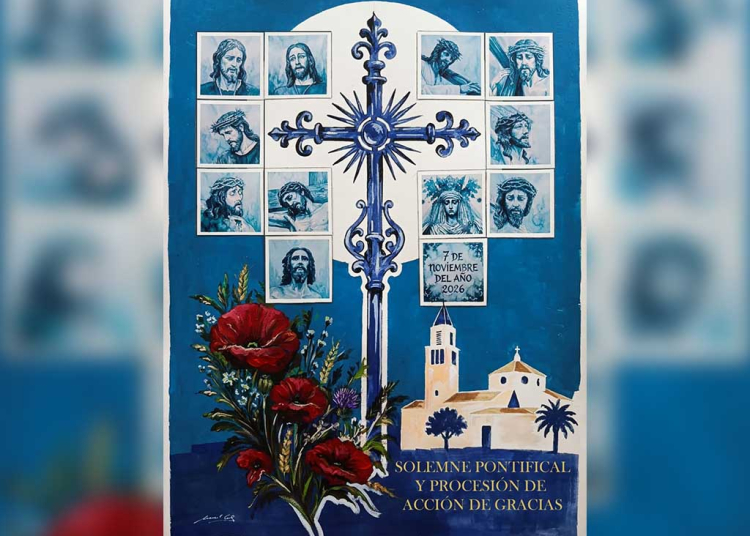 Manuel Cobo firma el cartel de la Acción de Gracias de la Zona Rural tras las riadas del Guadalete